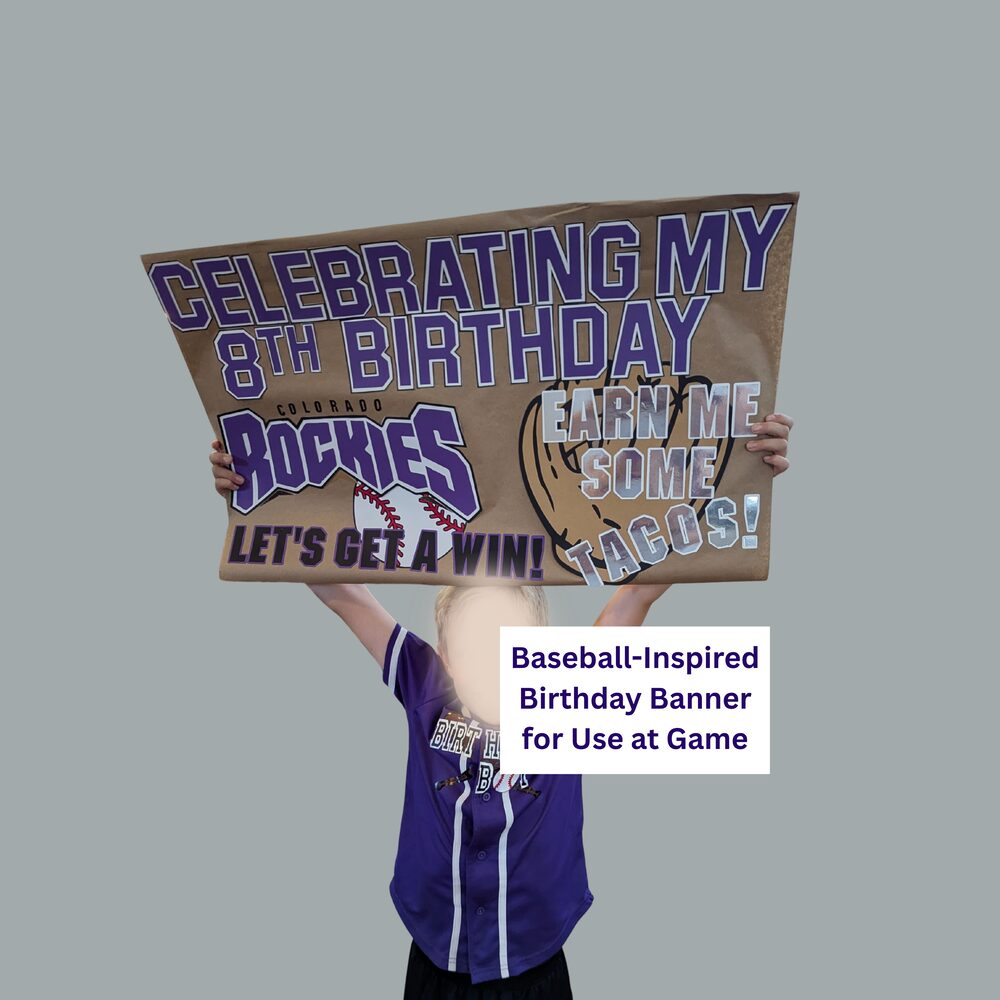 Custom baseball themed banner personalized with a name